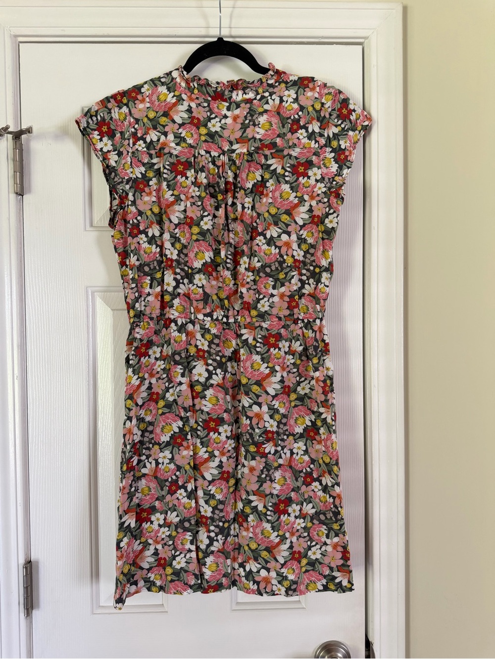 LOFT Floral Ruffle Drawstring Dress Pockets Women’s Medium Cottagecore Garden - Picture 5 of 8